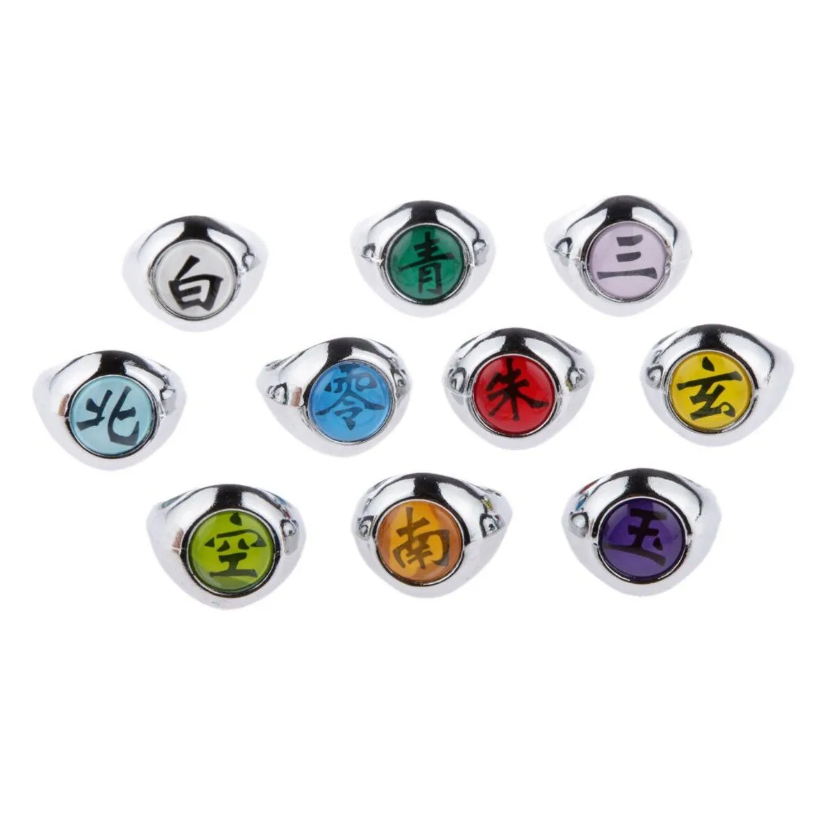 Naruto Akatsuki 10-Piece Zinc Alloy Ring Set with Display Box