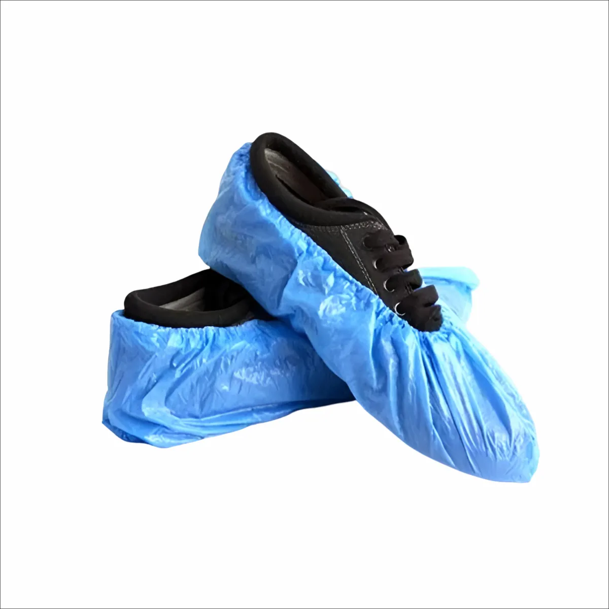 200 Pack - Blue Disposable Plastic Shoe Covers - Waterproof