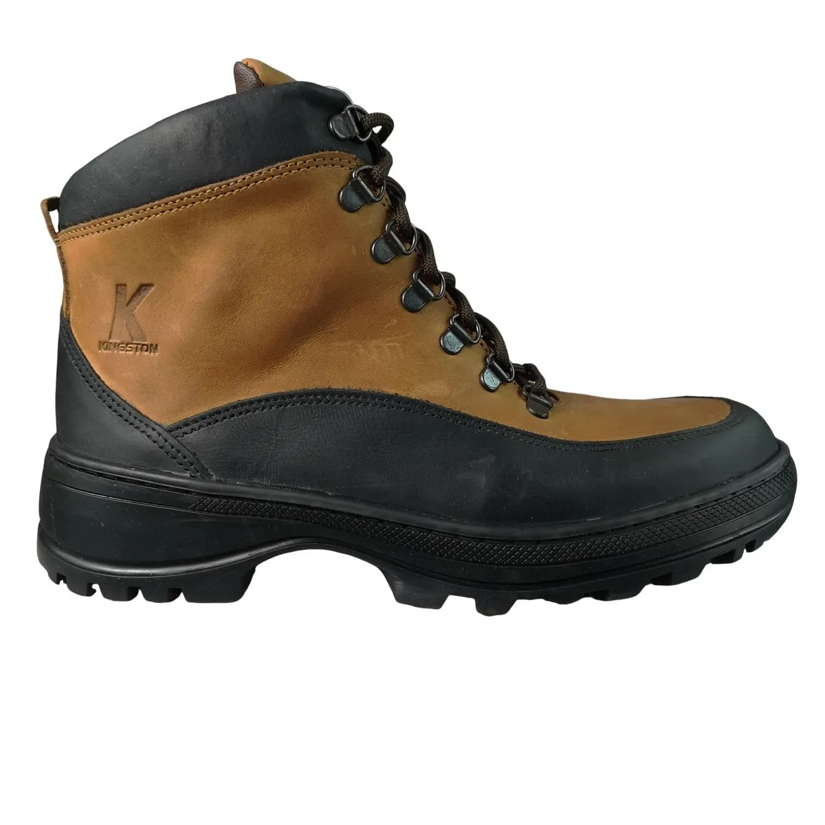 Kingston Leather Tan Black Lace Up Boots