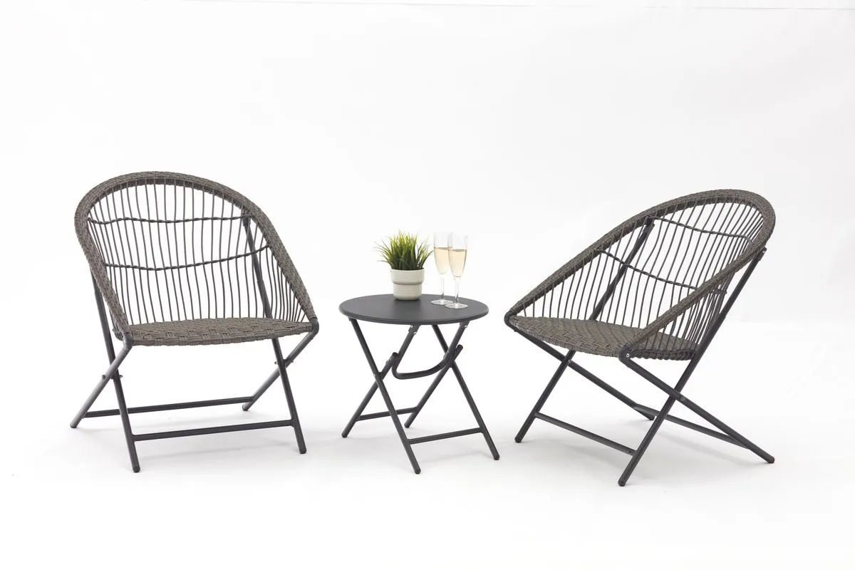 Rattan Indoor And Outdoor Chairs And Round Tables With Multiple Scenes - Grey