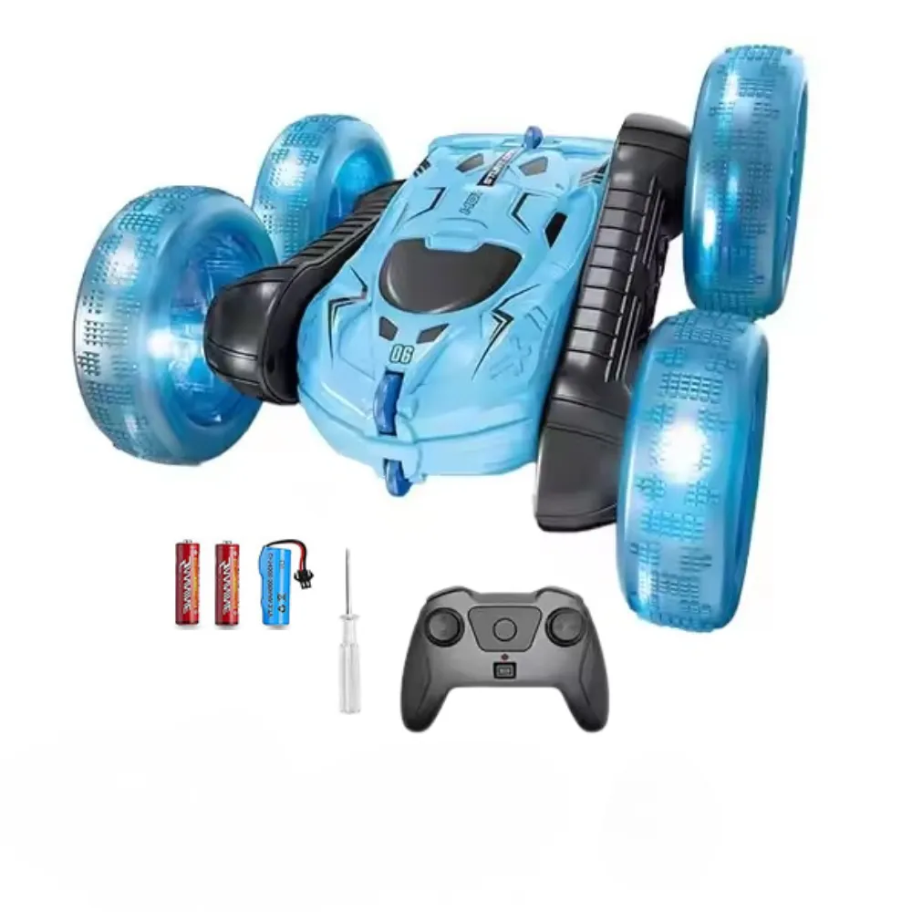 RC Stunt Car Glow in the Dark Wheels All Batteries Included - Blue