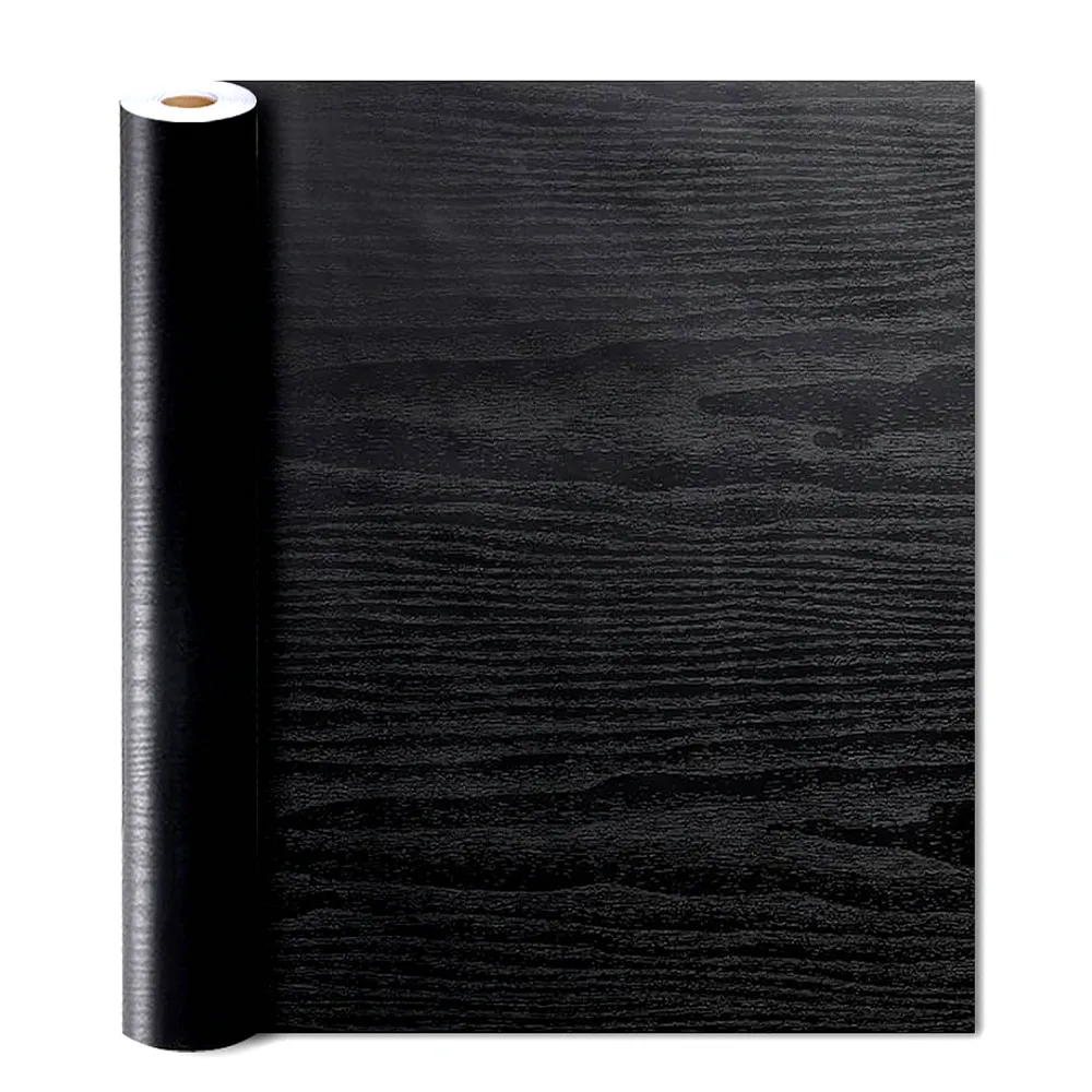 Self-Adhesive Decor Wallpaper Peel and Stick Vinyl Sticker 10m/Roll - Black Wood Grain