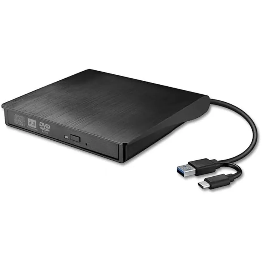 External CD/DVD Drive, USB 3.0/Type-C, Plug & Play,14 14 x 1.5cm,Black