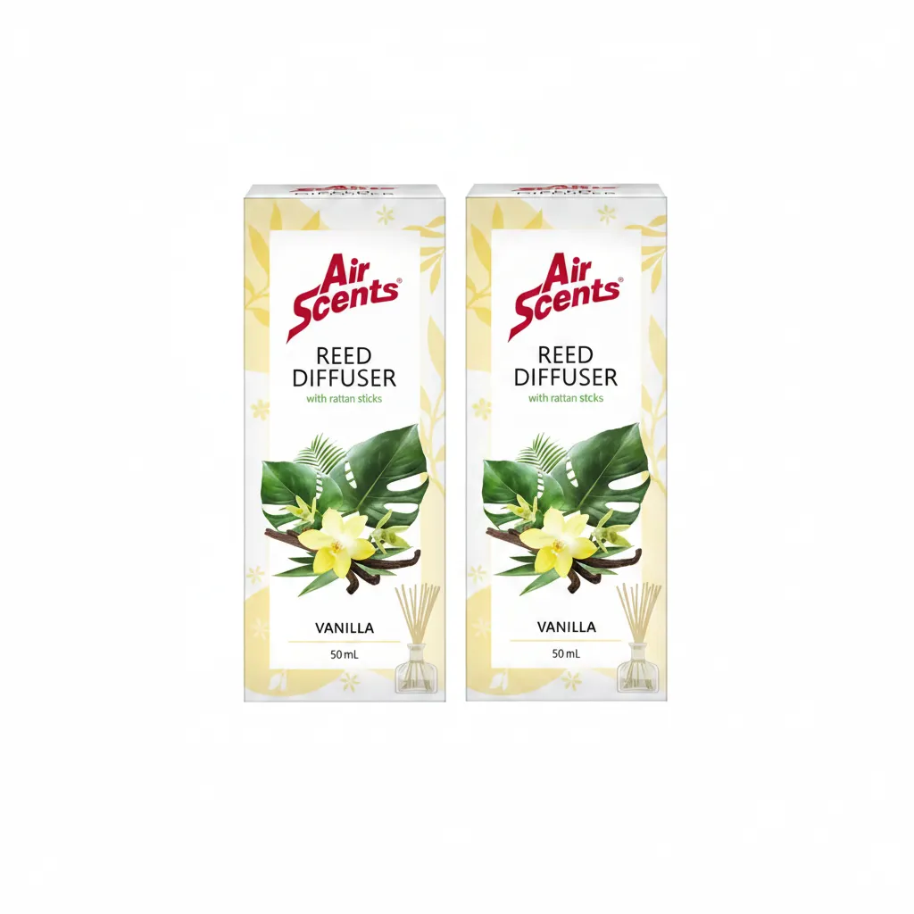 Air Scents Reed Diffuser 50ml - Vanilla Home Fragrance - 2 Pack