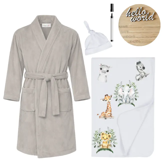 Hospital Set-Mom&Me-Winter Gown, Swaddle & Birth Ann-Stone-Wild One Neutral