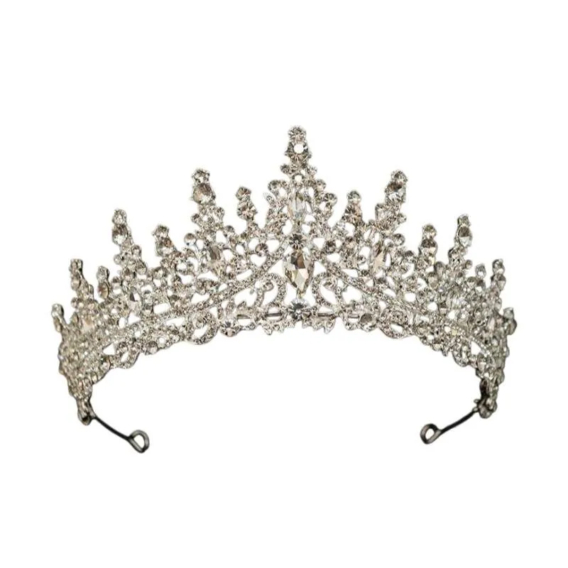 Crystal Silver Bridal Tiara, Shiny Rhinestone Crown Hair Ornament