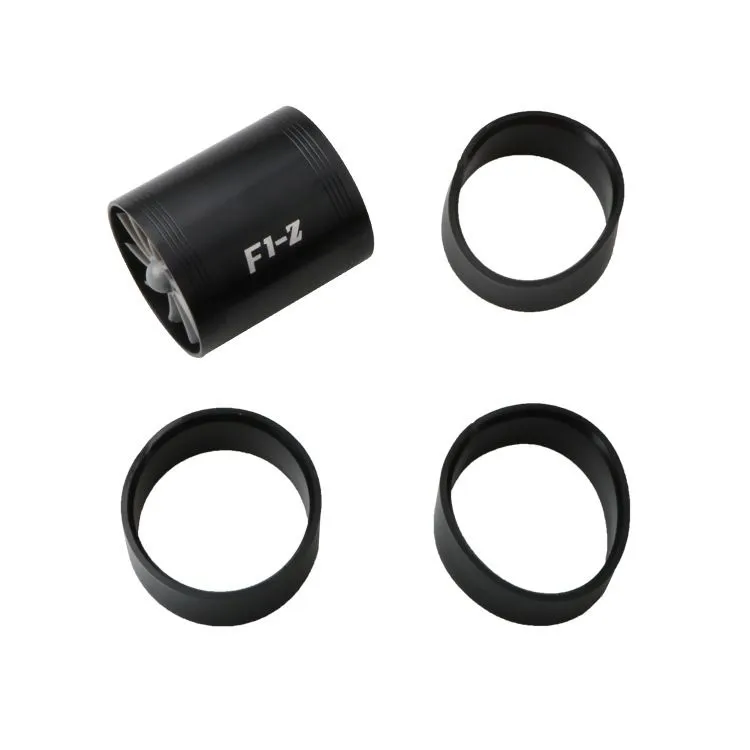 F1-Z Car Double Turbine Air Intake Fuel Saver Turbo Charger Fan - Black