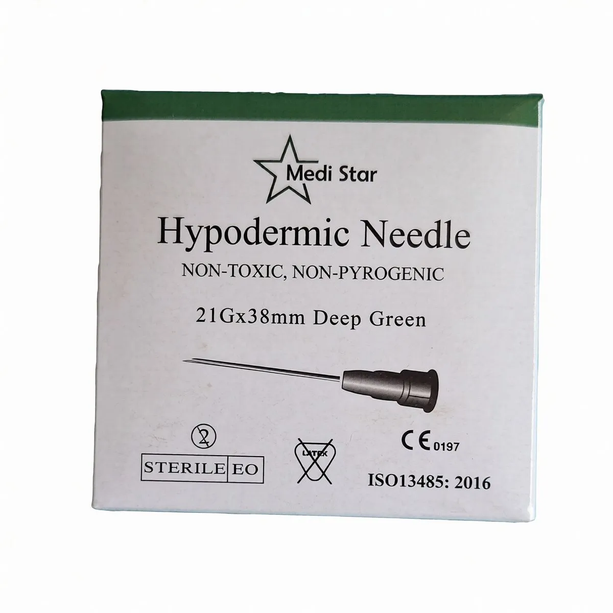 Medistar Hypodermic Needle 21G x 38mm (Green) (Pack of 100)
