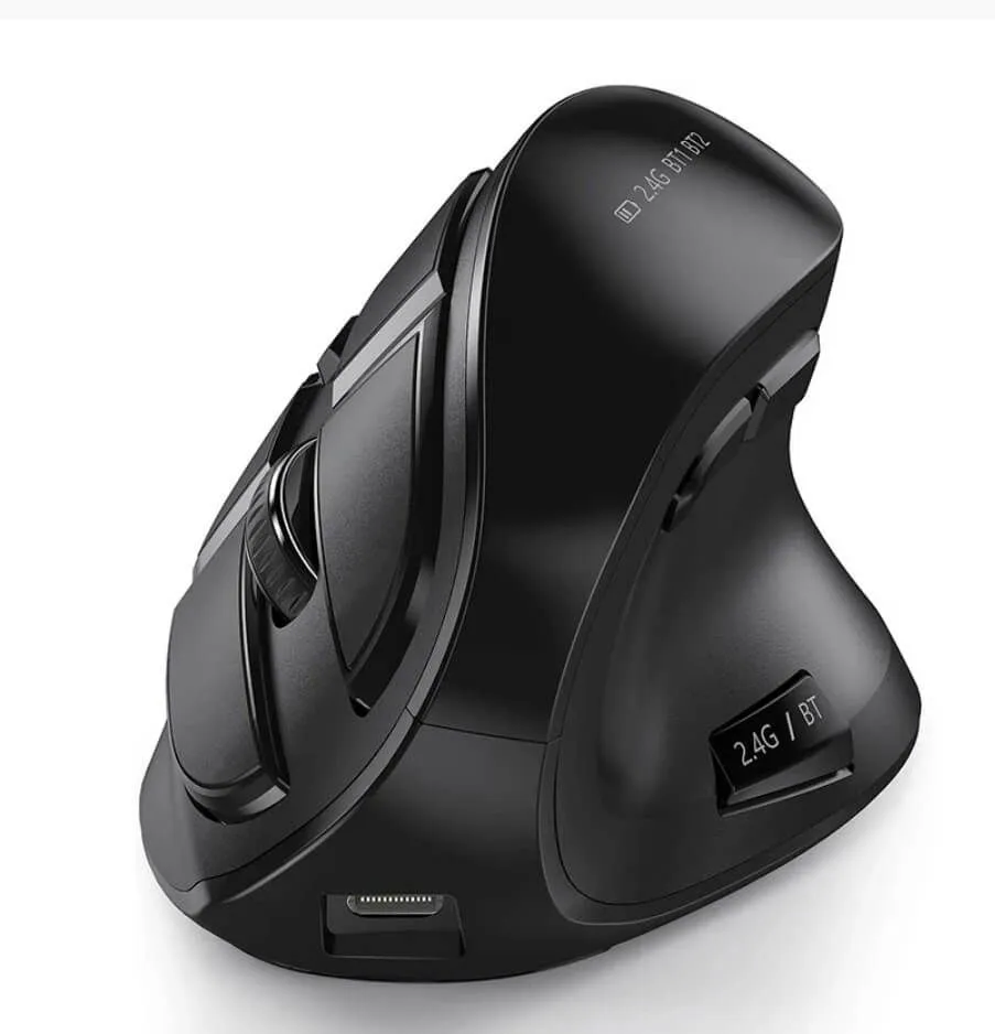 Wireless Multi-Device Vertical Ergonomic Mouse - Black - Black