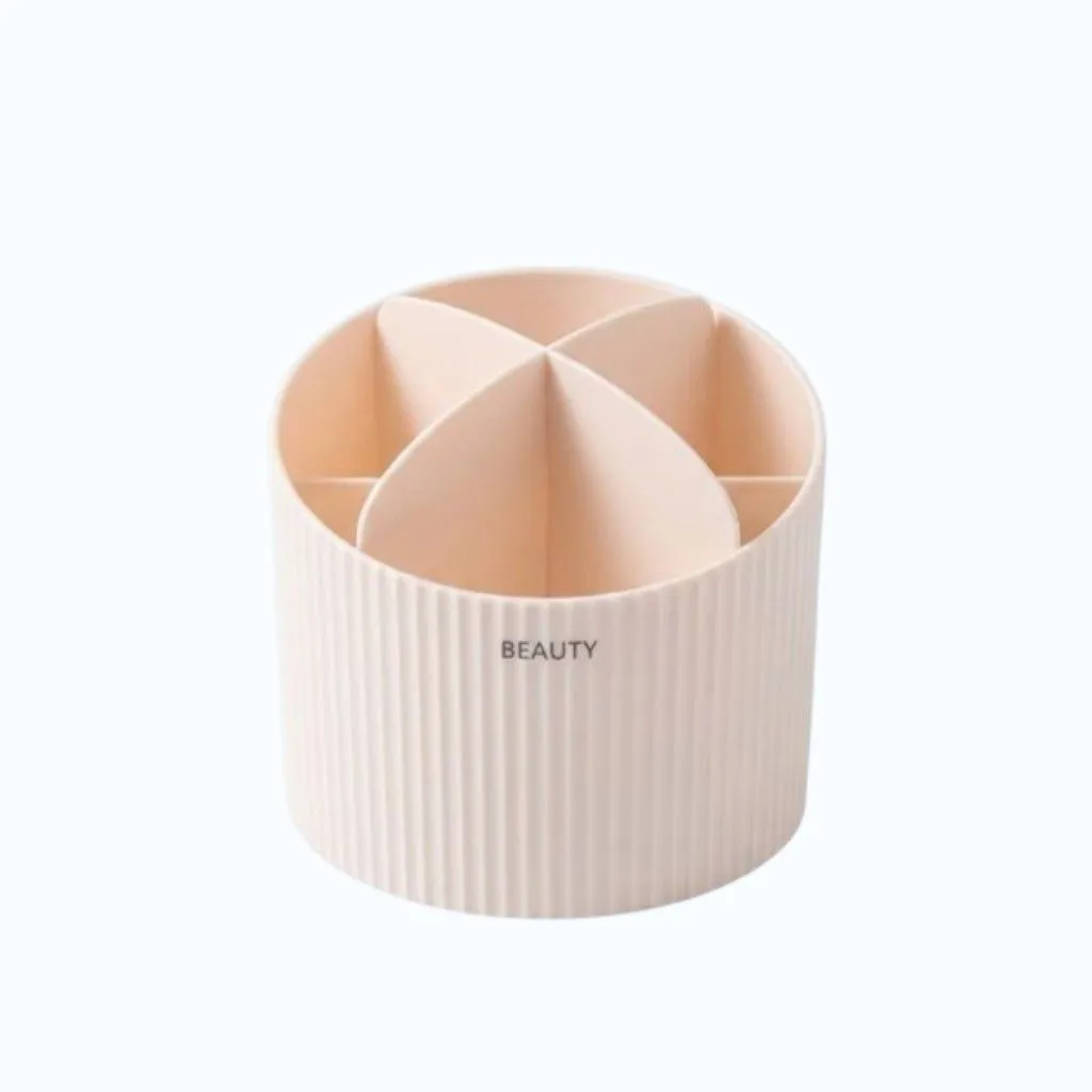 Multi-Compartment Makeup & Brush Vanity Storage Organiser - Light Pink