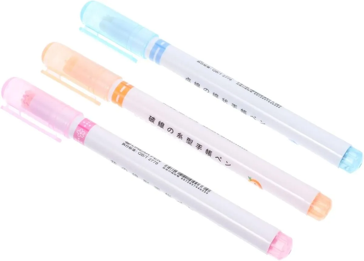 Roller Set Highlighter Pens for School 3 Pack Japanese Style