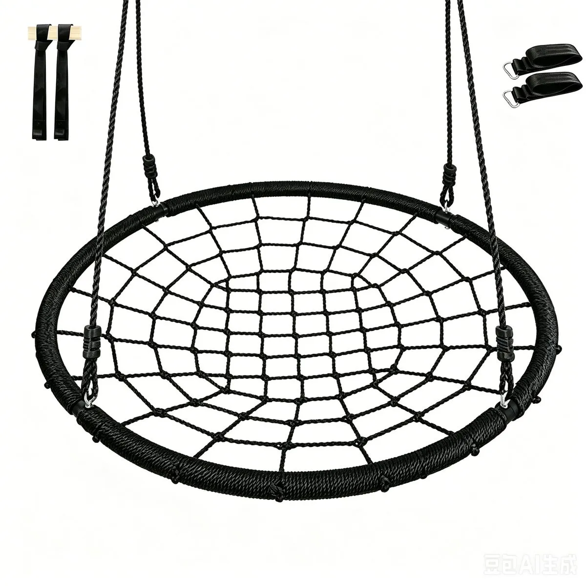 40inch Spider Web Tree Swing Outdoor Saucer Swing with Hanging Straps