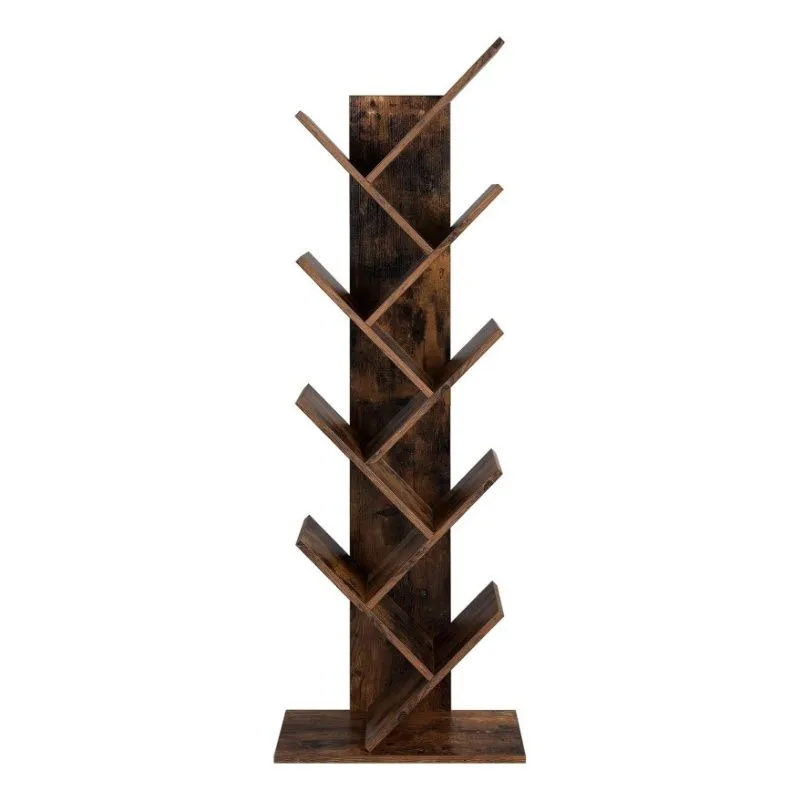 Bragg Aspen 9-Tier Bookcase Shelf Storage Tree - Brown