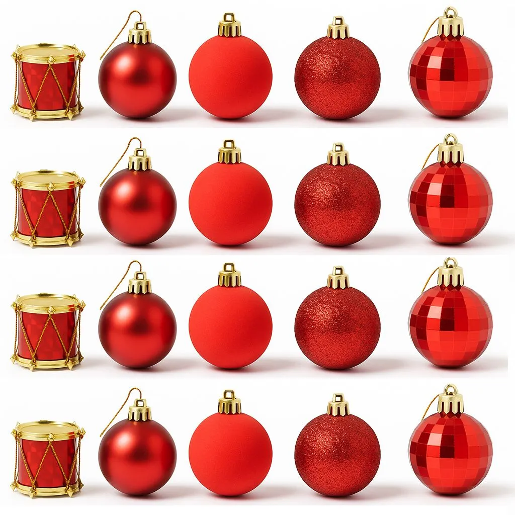 Mini Red Christmas Baubles & Drums - 20pc Set