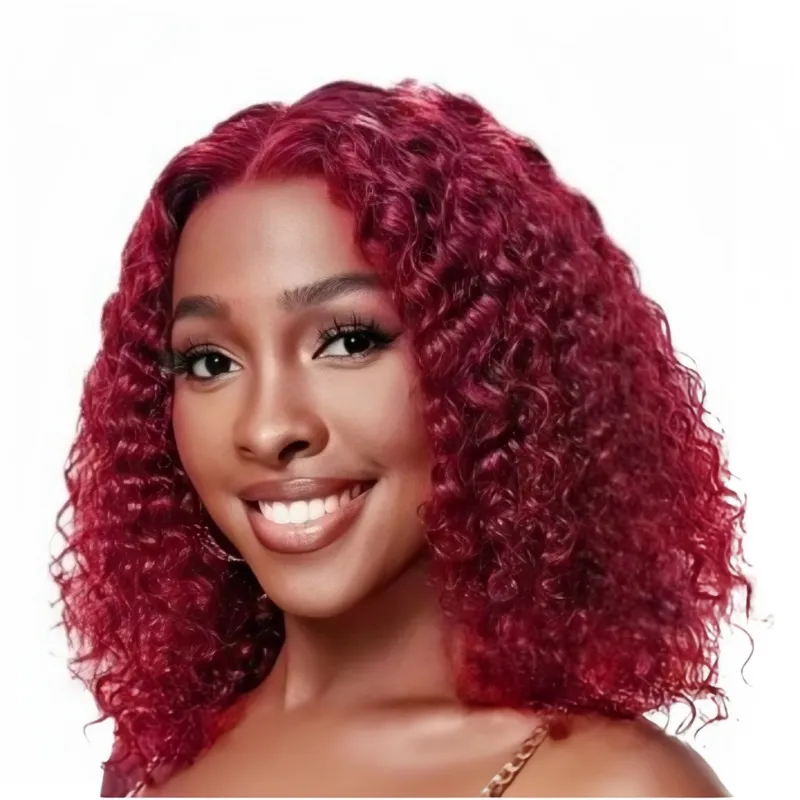 Burgundy Water Wave Lace Front Synthetic Wig