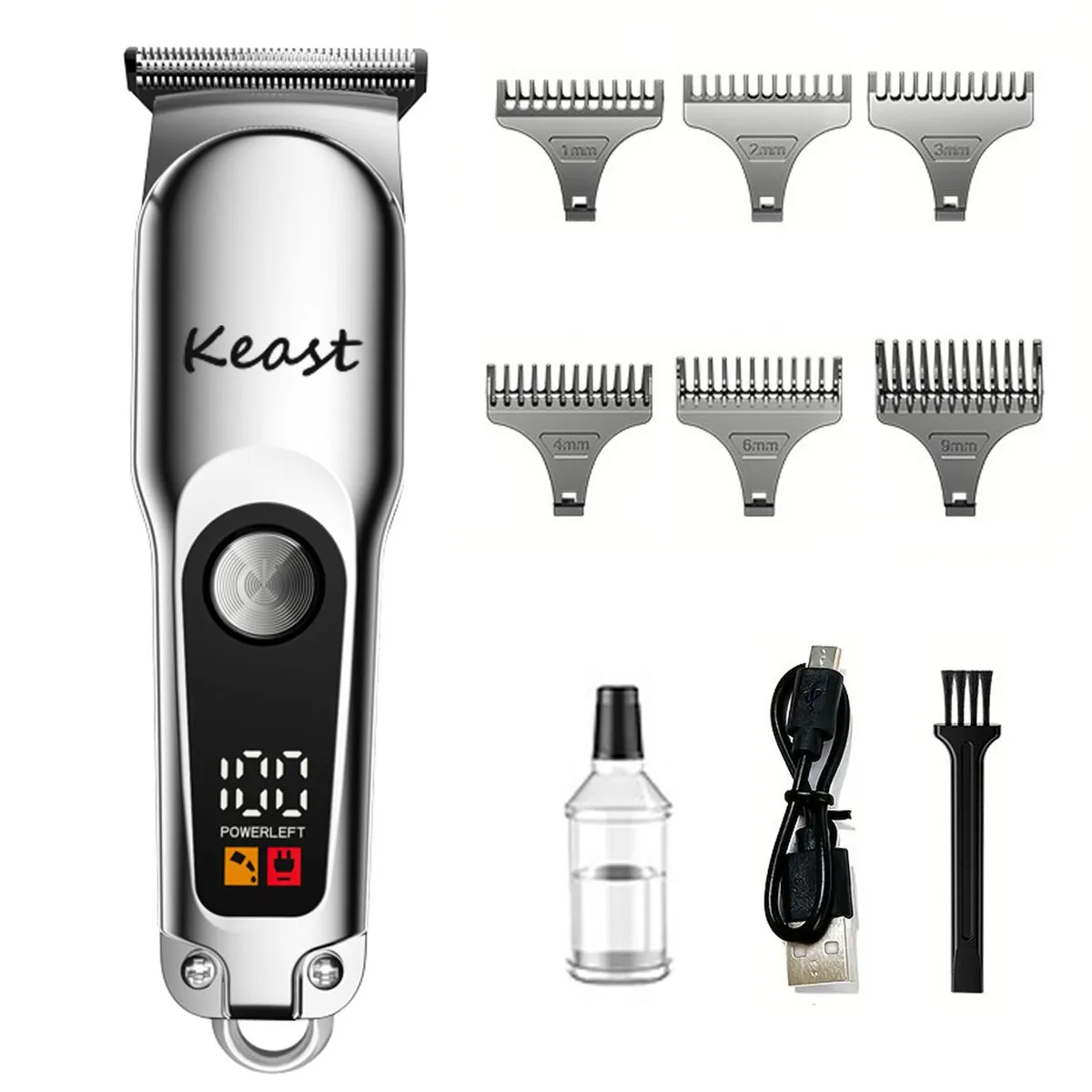 Men's Cordless Rechargeable Hair Clipper Digital Display IPX7 Waterproof