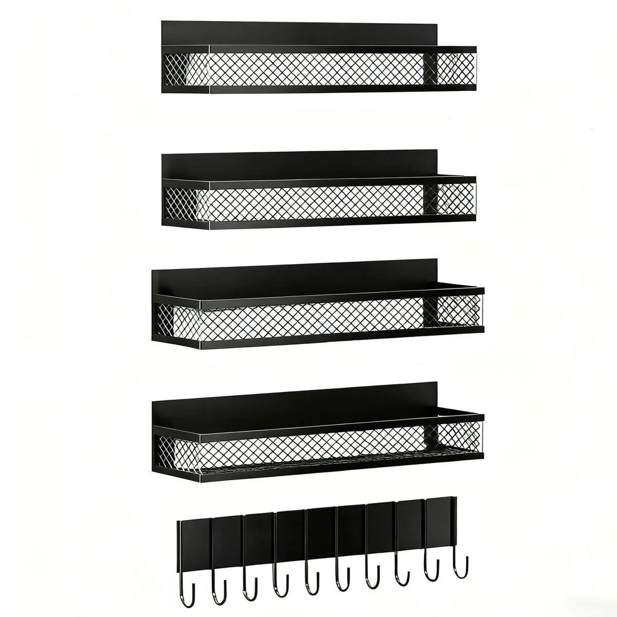 5Pcs Magnetic Spice Storage Rack & Organizer for Fridge and Oven with Hooks