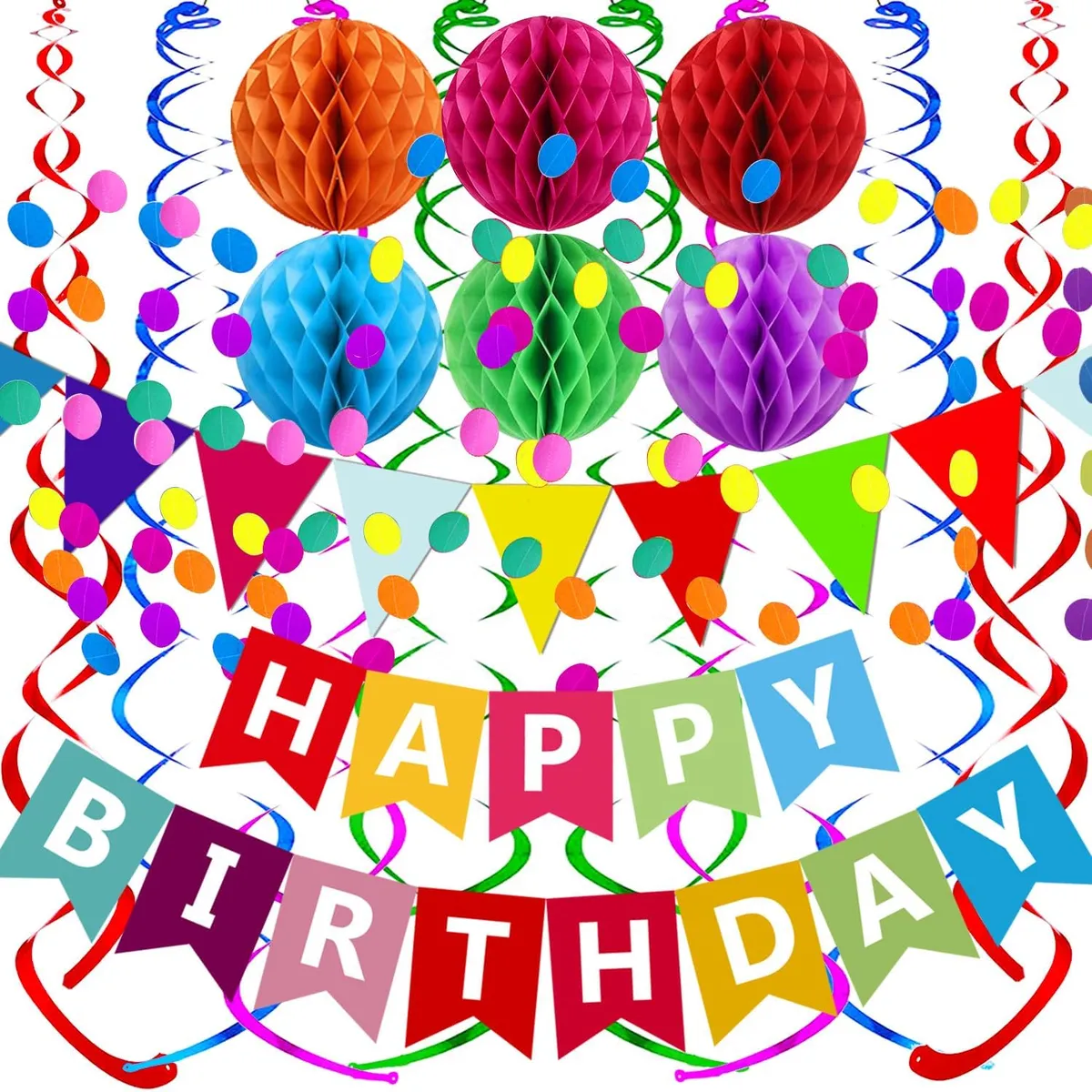 All-In-One Rainbow Happy Birthday Decorations Kit