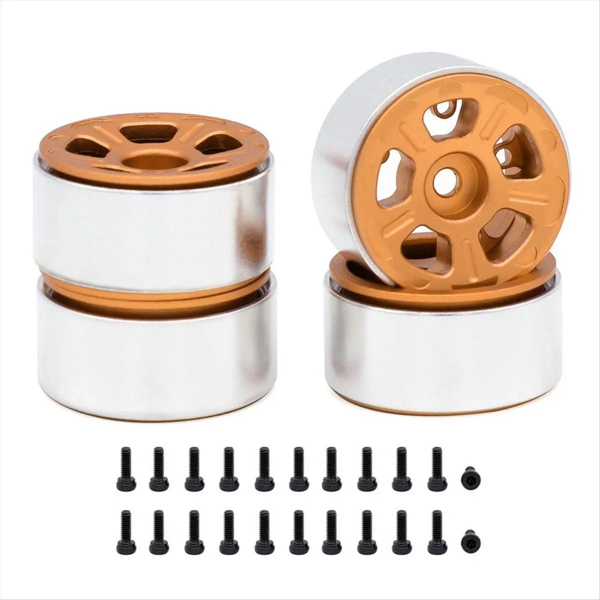 Metal Wheel Rims for 1/24 1/18 Rc Crawler Car Wide 5-Spokes Orange