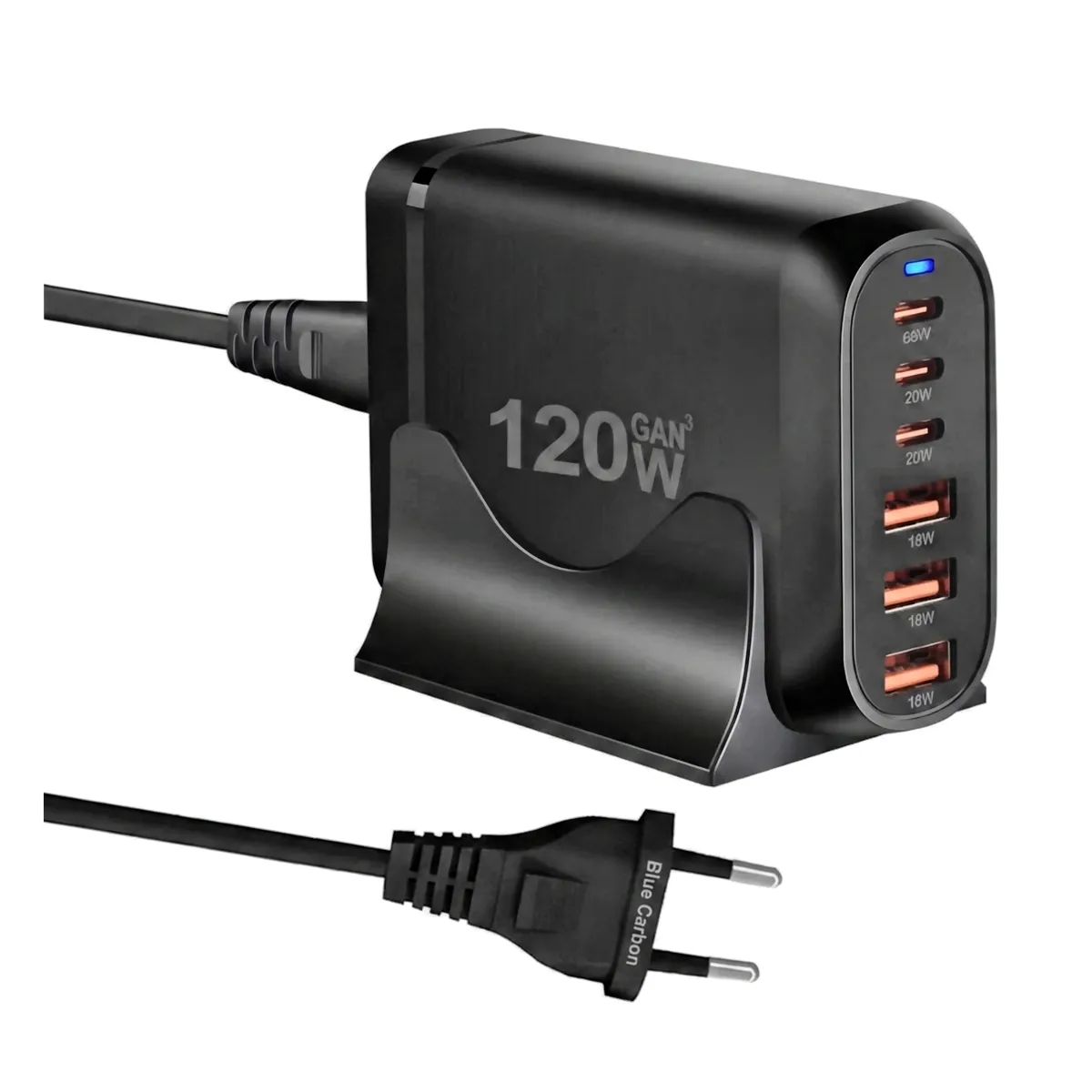 120W Charging Station Hub 6 Port USB C GaN3 Fast Compact Charger Block