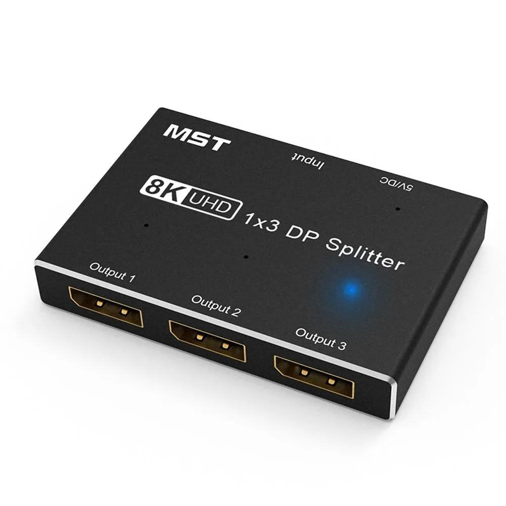 Displayport 8K 1X3 DP Splitter 8K60Hz 4K120Hzz Multi Monitor Splitter