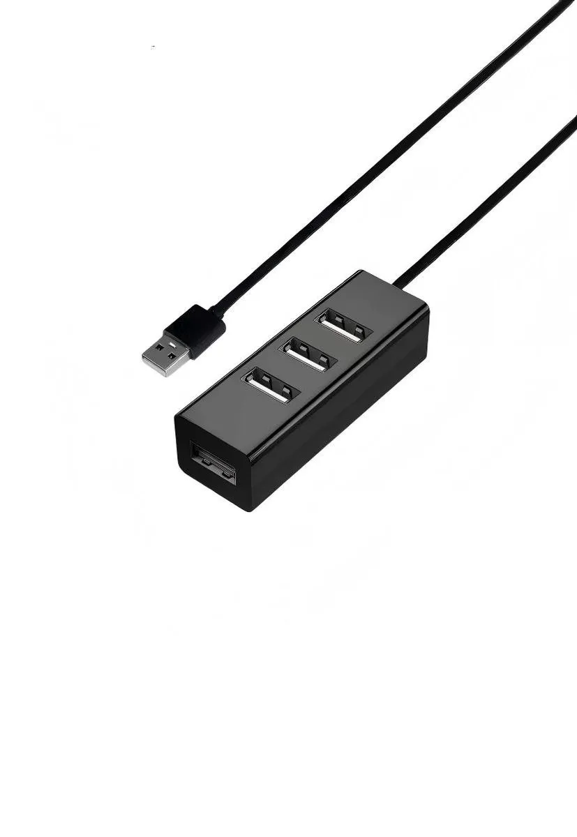 USB 2.0 Hub with 4 Ports - Plug-and-Play USB Splitter for Laptop/PC - Black