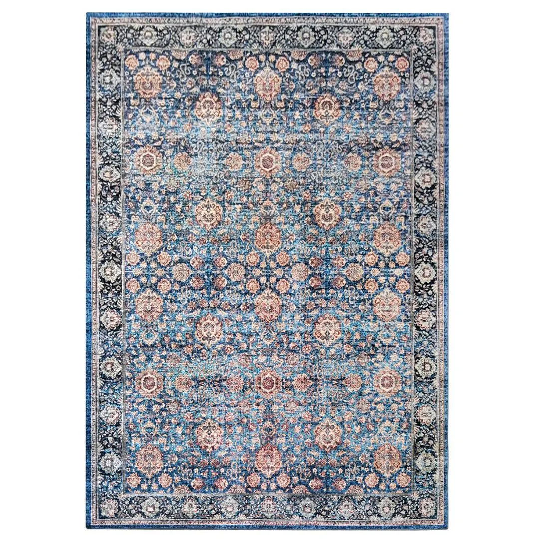 Urban Thread Gobi Range Area Rug Intricate Floral Medallion Blues and Warm