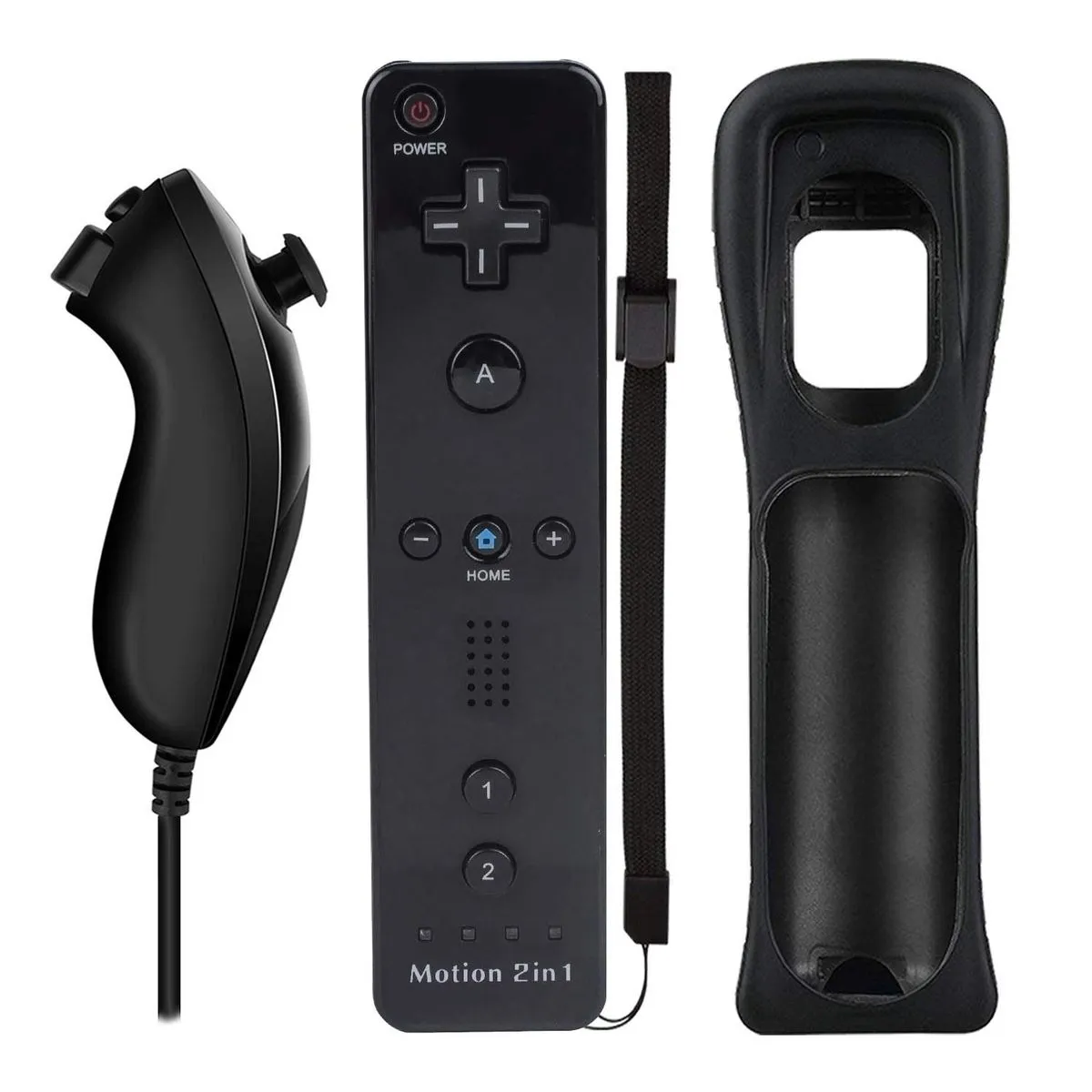 2-in-1 MotionPlus Remote Controller & Nunchuk Compatible For Nintendo Wii - Black