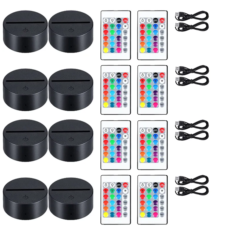 Craft Set of 8 3D Night LED Light Lamp Bases