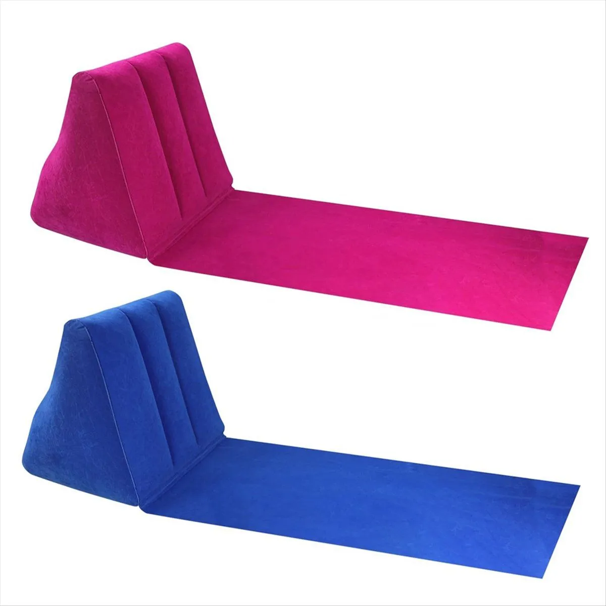 Inflatable Beach Cushion Lounge Chair Leisure Beach Chair Red & Blue