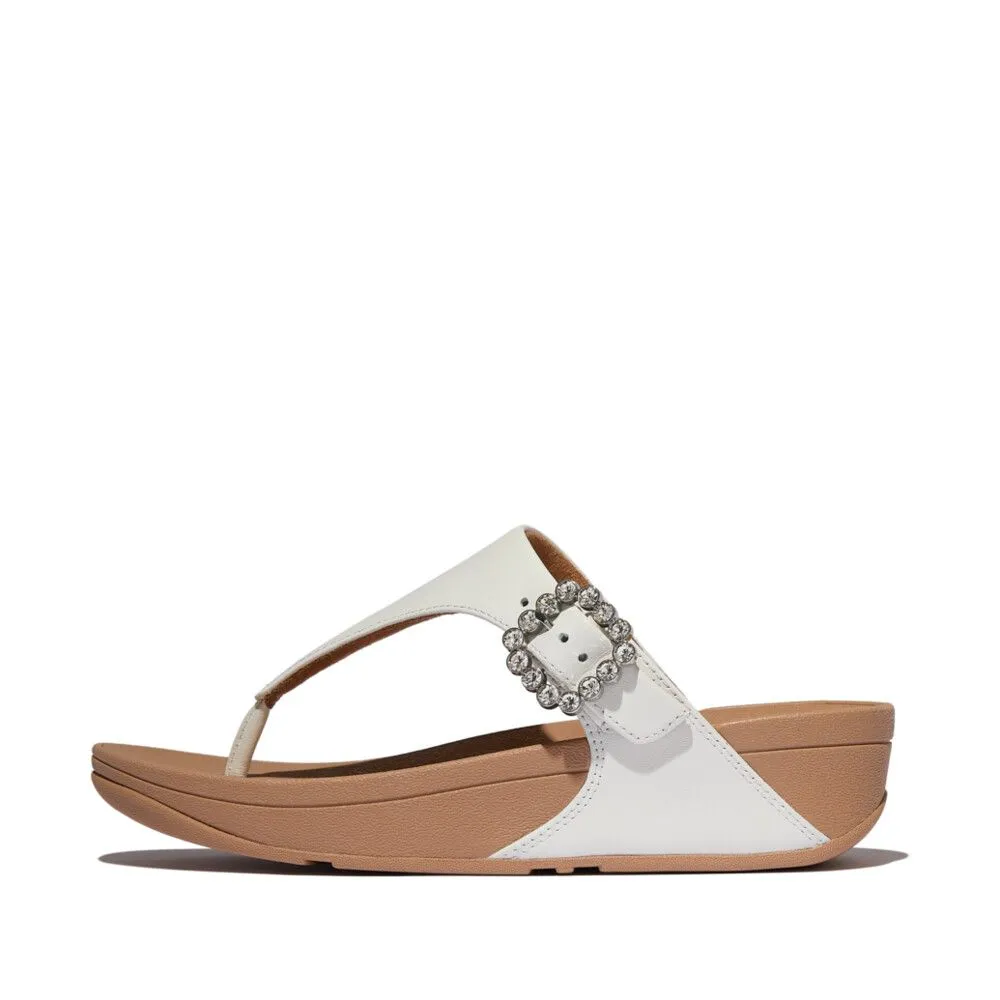 FitFlop Lulu Crystal-Buckle Leather Urban White