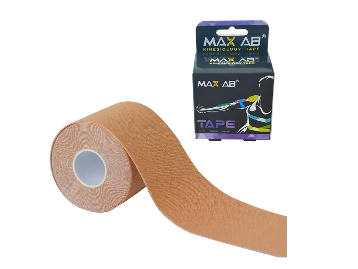 Max Ab Kinesiology Tape, Athletic and Therapeutic Sports Tape - 5cm x 5m - Beige
