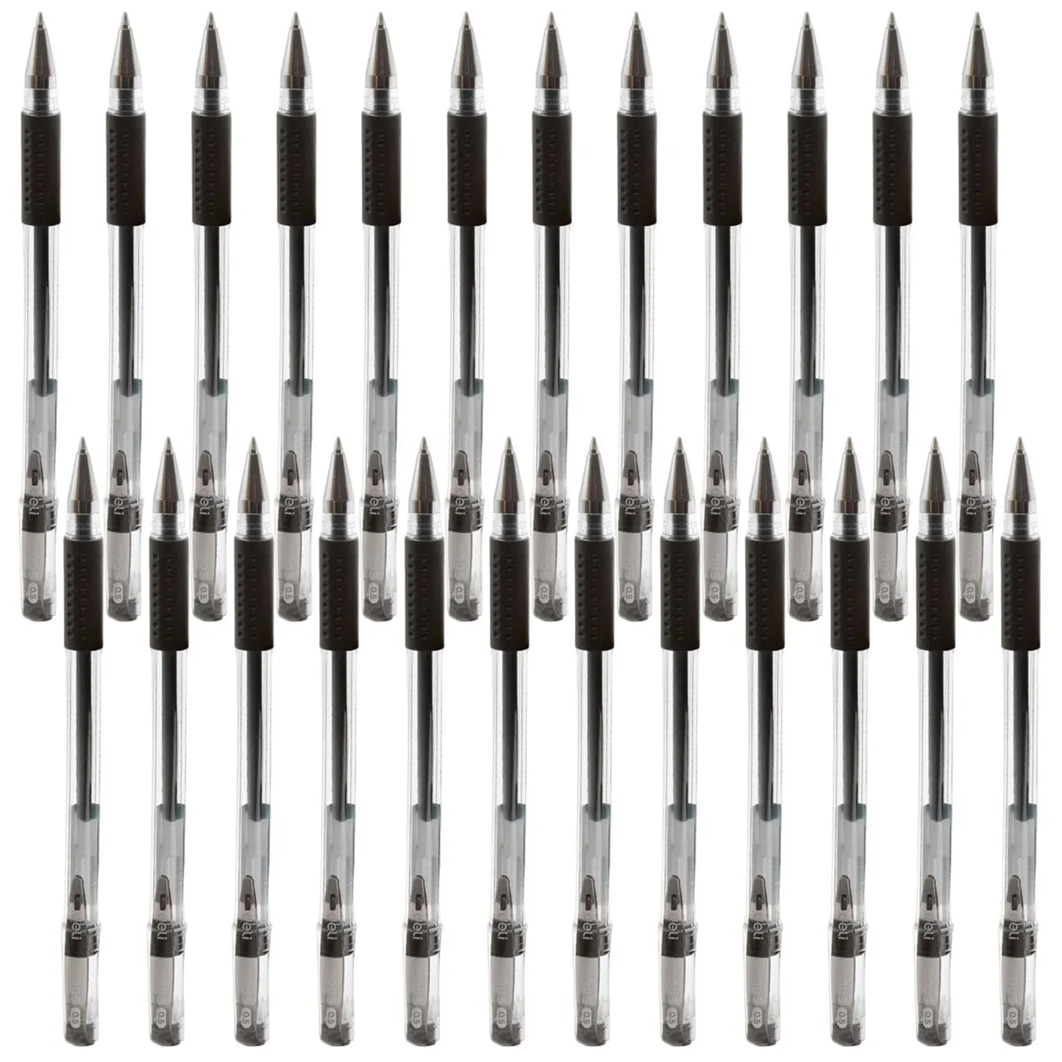 24Pcs Deli Gel Pens Neutral Black Roller Fine 0.5 mm Tip with Grip