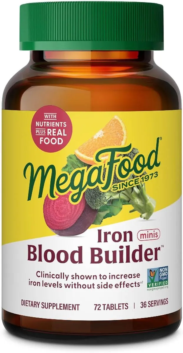 MegaFood Blood Builder Iron Supplement for Women & Men, Vegan (72 tablets)