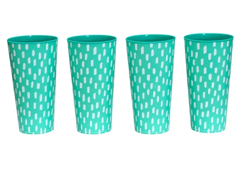 Green Plastic 4 Piece Tumbler Set with Print - 400ml