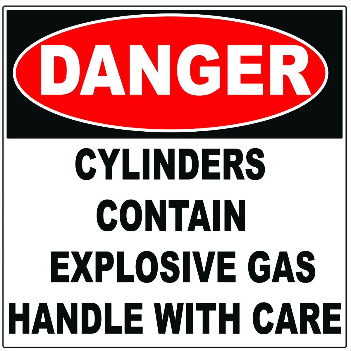 Danger Cylinders contain explosive gas handle with care Sign-4 Pack
