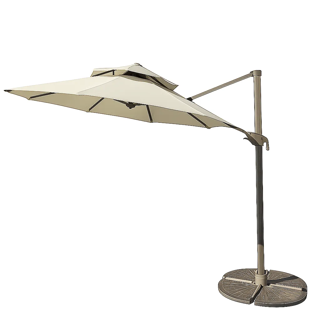 Garden Umbrella 3m- With Stand, Weather Resistant - Cream white