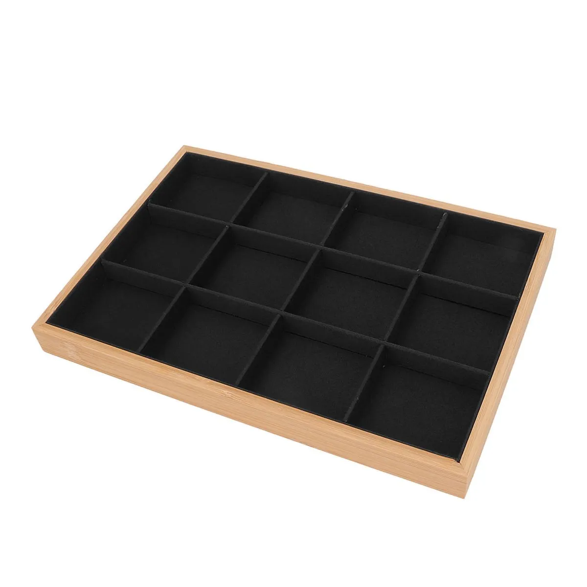 12-Grid Soft Jewelry Tray, Black Lightweight Bedroom Organizer