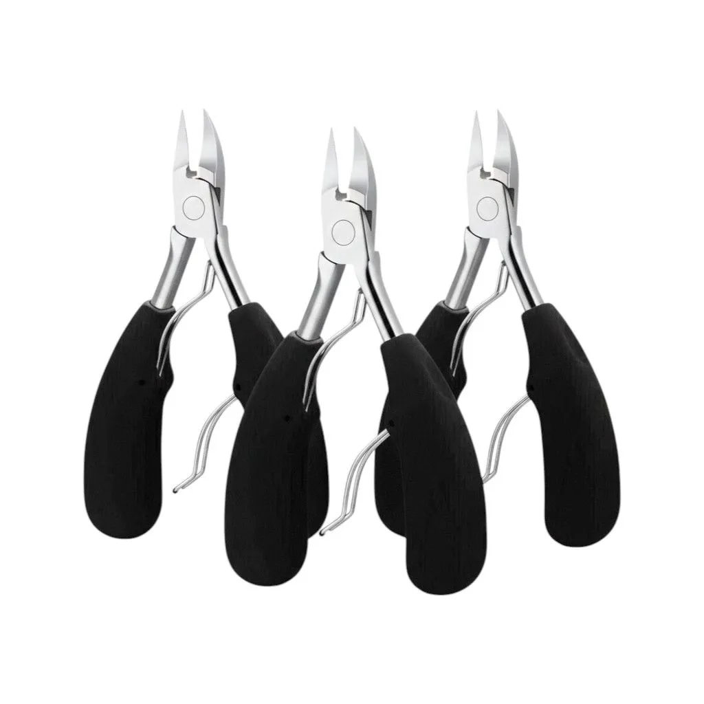 3 Piece Heavy-Duty Toenail Pliers For Thick & Ingrown Nails - Multicolor - Black