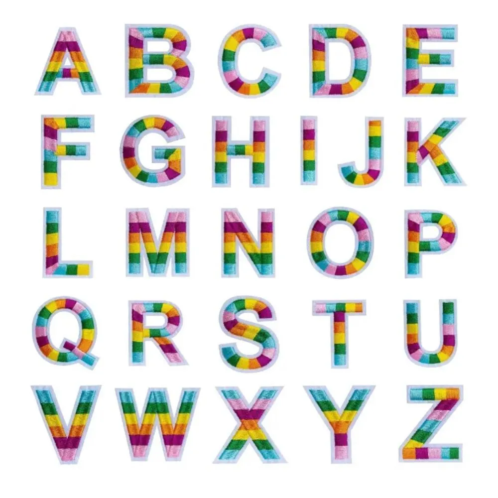 Craft DIY Embroidered Rainbow Letters Cloth Patches Alphabet 26pc