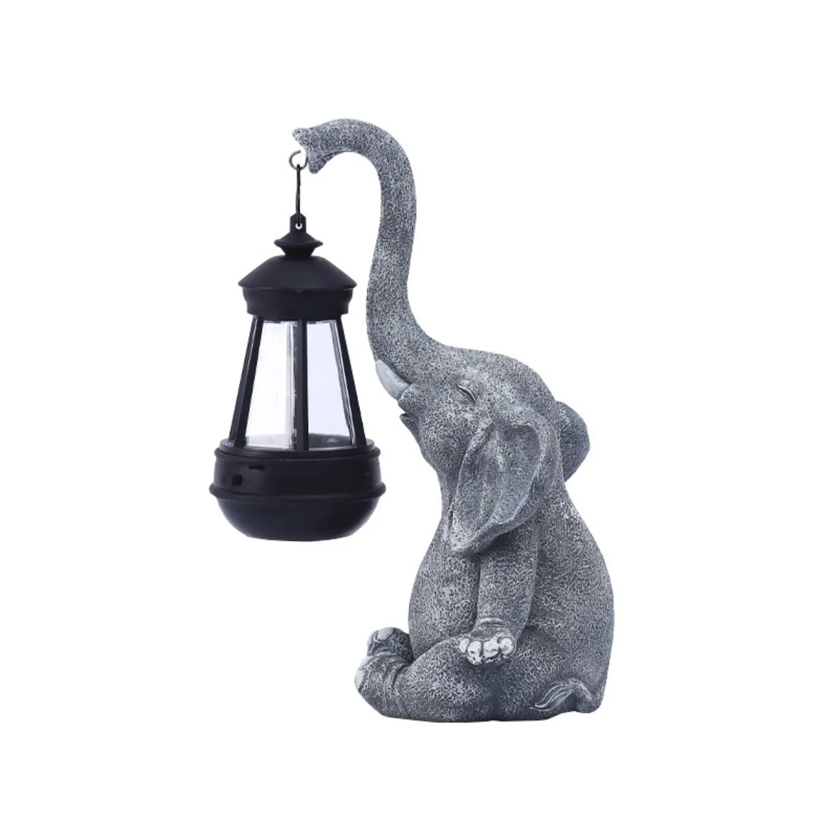 Garden Ornament Elephant Solar Light Ornament Decor Home Lantern Statue - Grey Elephant Statue With…