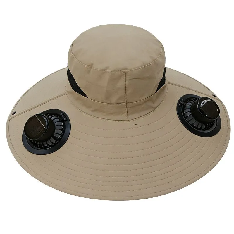 Double-fan solar cooling sun hat, suitable for fishing, hiking, camping,