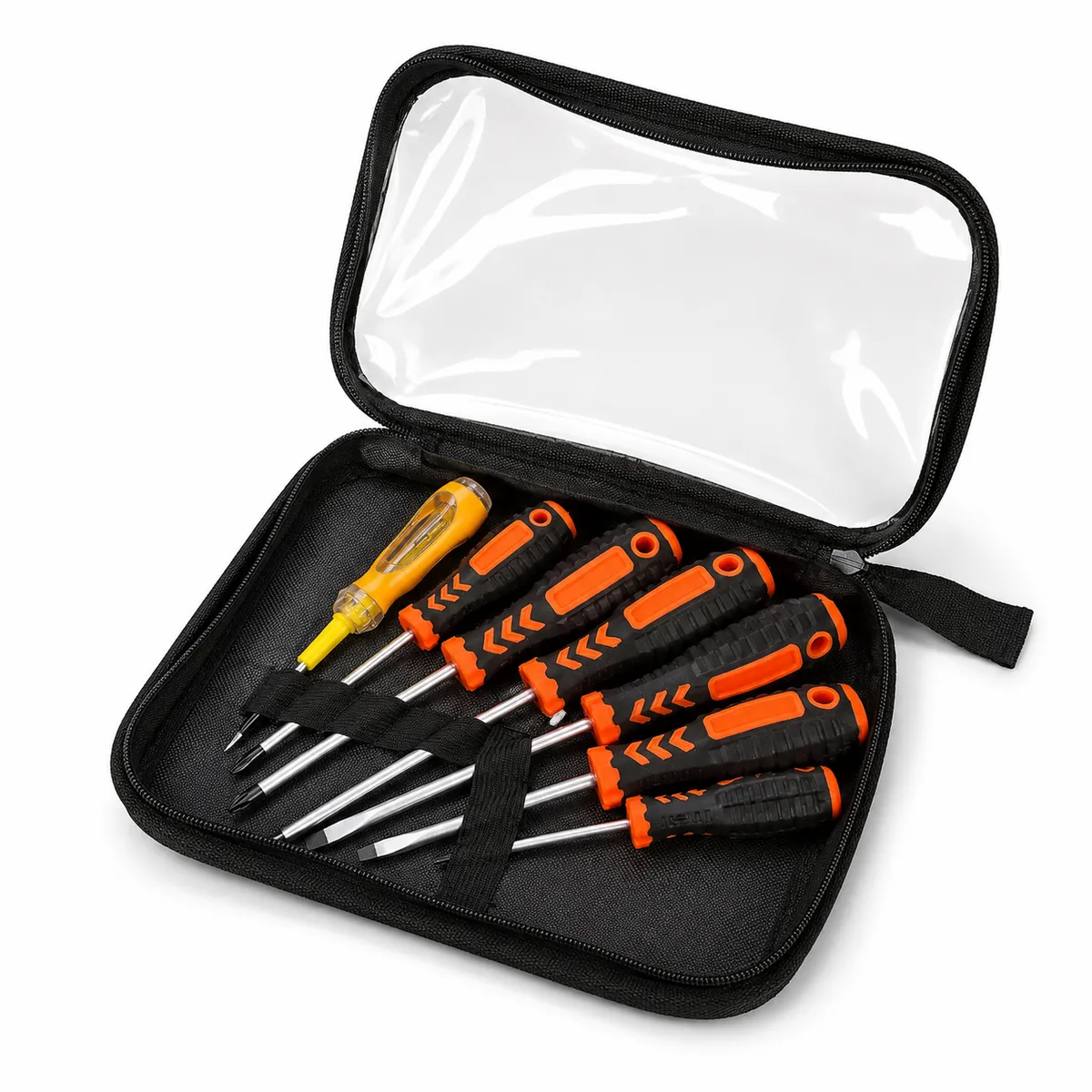 Screwdriver Set with Tester & Zip Storage Pouch, 7 Piece