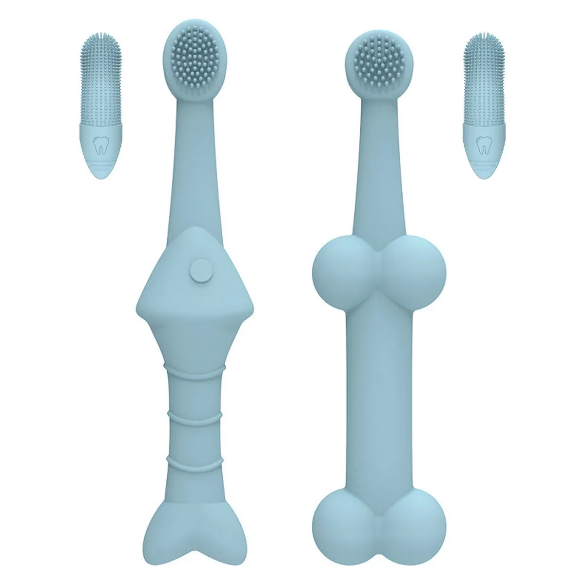 Pet Dental Care Set-Silicone Toothbrush and Finger Brush- 4 Pieces
