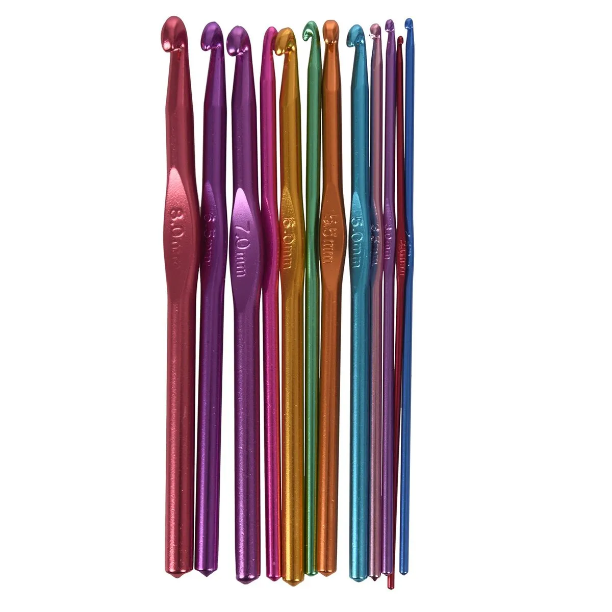 12x Metal Needles Crochet Hooks Set Multicolor random