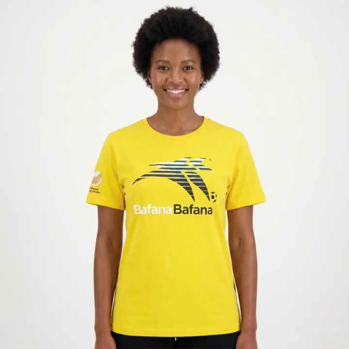 SAFA Bafana Bafana Women's Graphic Soccer Supporters T-Shirt - Yellow
