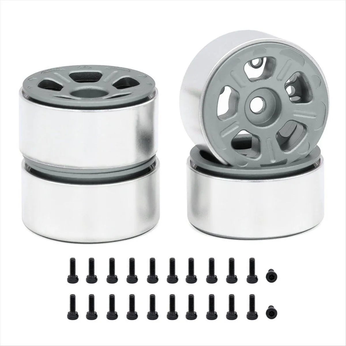Metal Wheel Rims for 1/24 1/18 Rc Crawler Car Wide 5-Spokes Grey