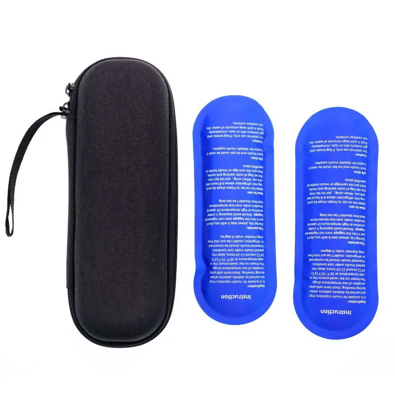 Portable Insulin Medication Cooler Bag Travel Case +2 Reusable Ice Packs - Black
