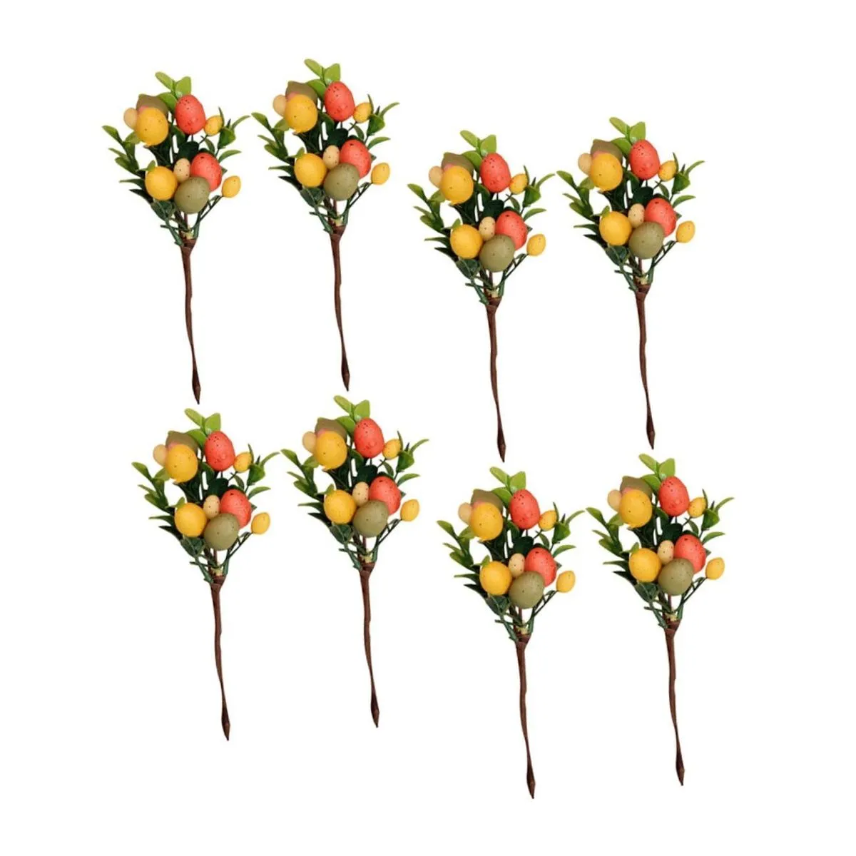 8Pcs Easter Egg Decor with Green Leaf Picks Realistic Floral Arrangements
