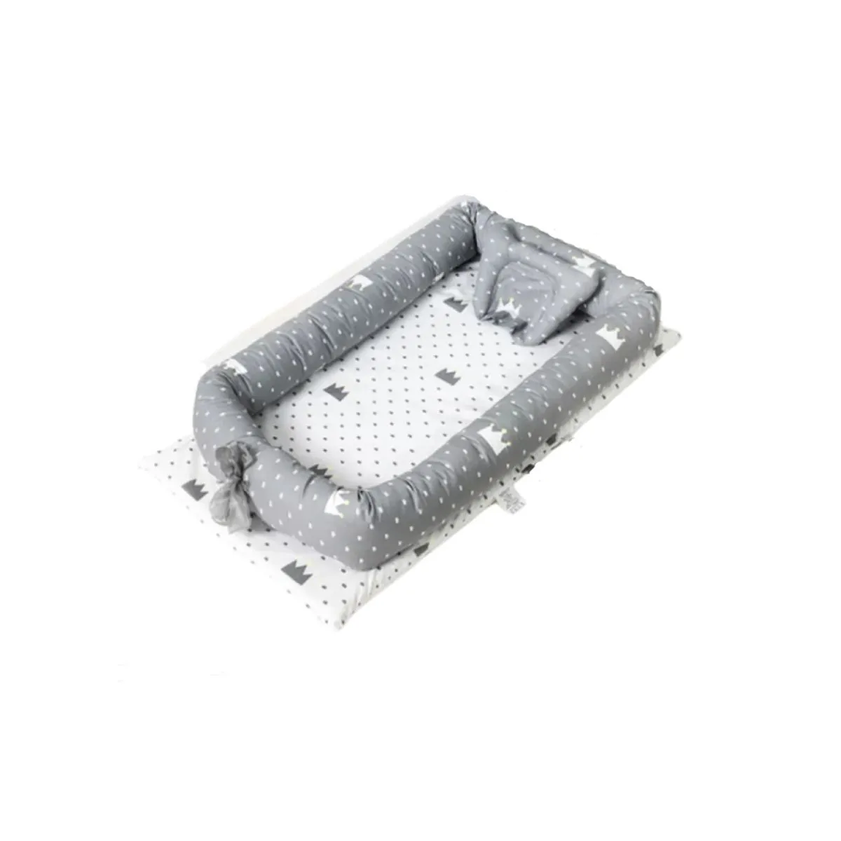 Baby Nest Cribs Portable Lounge Bassinet Bumper Sleeping - Grey Crown